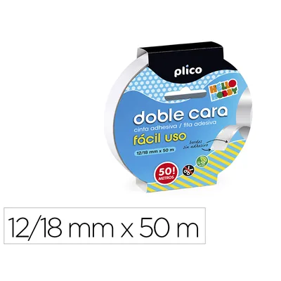 PLICO Cinta Adhesiva Plico Doble Cara Facil Uso 50 M X 12/18 MM
