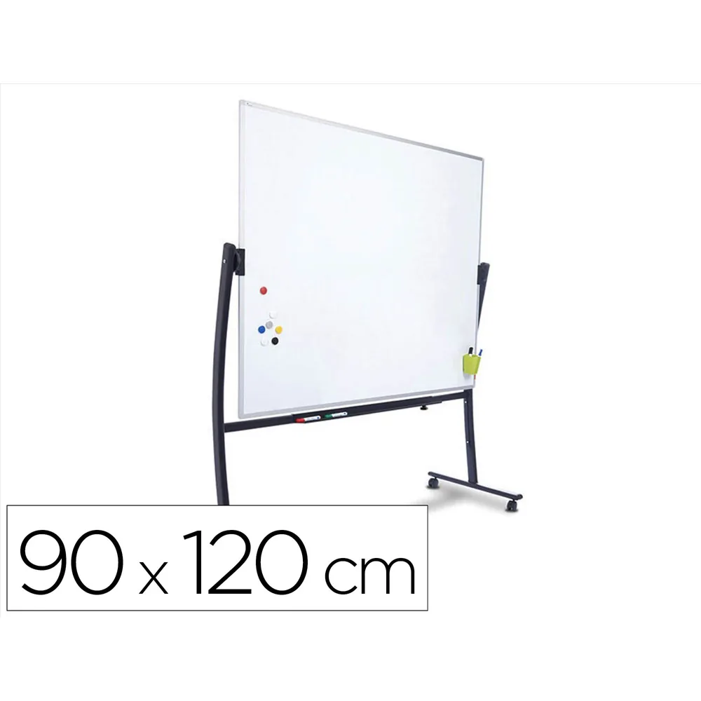 Pizarra Blanca Rocada Lacada Magnetica con Soporte Volteable Doble Cara 90X120 CM
