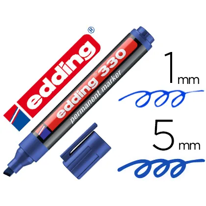 Rotulador Edding Marcador Permanente 330 Azul Punta Biselada 1-5 MM Recargable