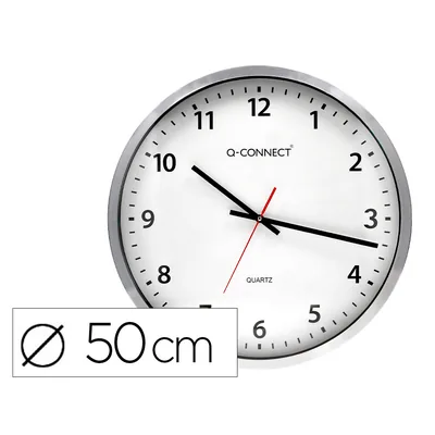Q-CONNECT Reloj Q-Connect de Pared Plastico Oficina Redondo 50 CM Marco Cromado