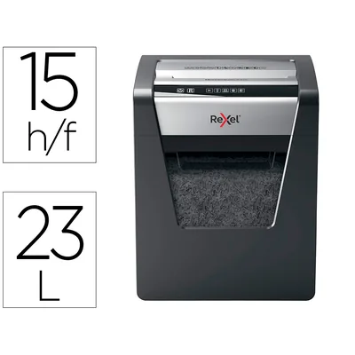 REXEL Destructora de Documentos Rexel Momentum X415 Capacidad de Corte 15 Hojas Destruye Grapas y Clips Papelera 23 L