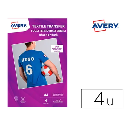AVERY Papel Transfer Avery Algodon Oscuros Ink-jet DIN A4 Pack de 4 Hoja