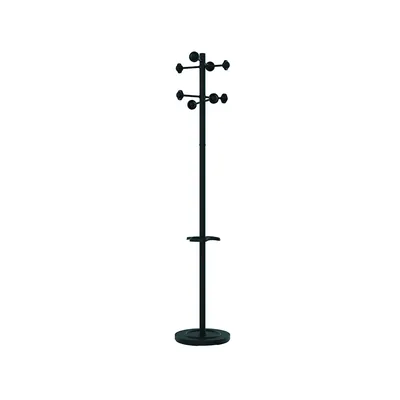 UNILUX Perchero Metalico Unilux Accueil Pie 8 Colgadores con Paraguero y Bandeja Goteo Negro 177X38 CM