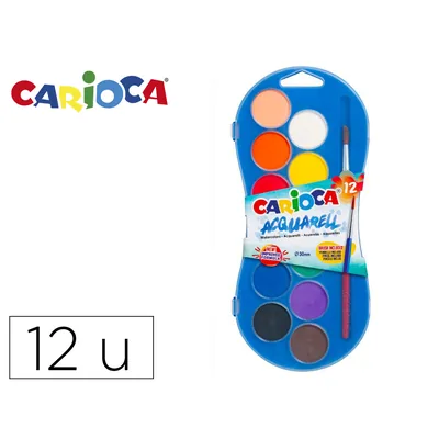CARIOCA Acuarela Carioca 12 Colores con Pincel Estuche de Plastico