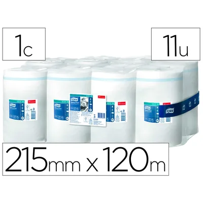 TORK Papel Secamanos Tork Ancho 215 MM Largo 120 M 1 Capa para Dispensador M1 Paquete de 11 Unidades