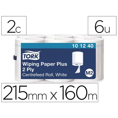 TORK Papel Secamanos Tork Extra Ancho 215 MM Largo 160 M 2 Capas para Dispensador M2 Paquete de 6 Unidades