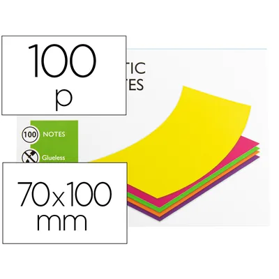 Q-CONNECT Bloc de Notas Electrostaticas Quita y Pon Q-Connect 70X100 MM 100 Hojas 5 Colores Fluorescentes