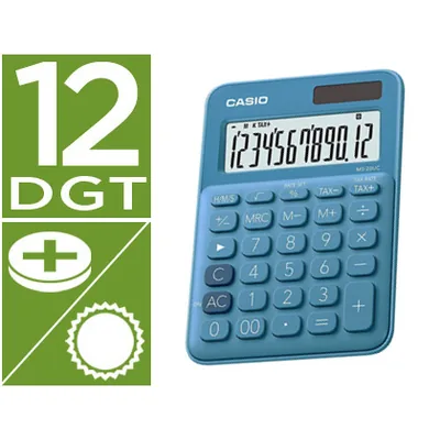 CASIO Calculadora Casio MS-20UC-BU Sobremesa 12 Digitos Tax +/- Color Azul