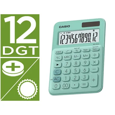 CASIO Calculadora Casio MS-20UC-GN Sobremesa 12 Digitos Tax +/- Color Verde