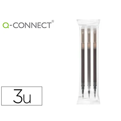 Q-CONNECT Recambio Boligrafo Q-Connect Retractil KF11057 Borrable Negro Caja de 3 Unidades