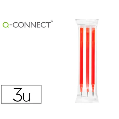 Q-CONNECT Recambio Boligrafo Q-Connect Retractil KF11059 Borrable Rojo Caja de 3 Unidades