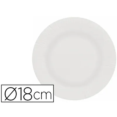 BLANCA Plato Papel Reciclable Blanco 18 CM Paquete 50 Unidades