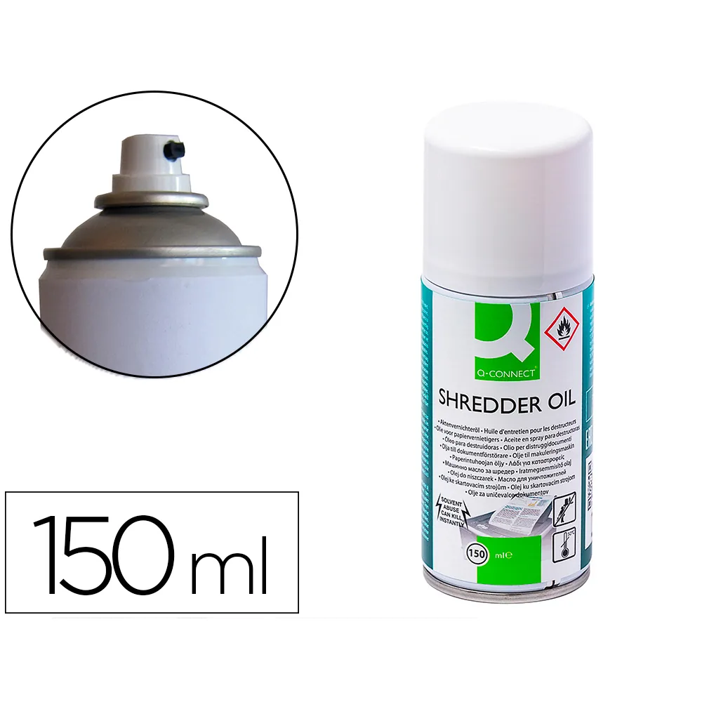 Aceite Lubricante Q-Connect en Spray para Destructora de Documentos Bote de 150 ML