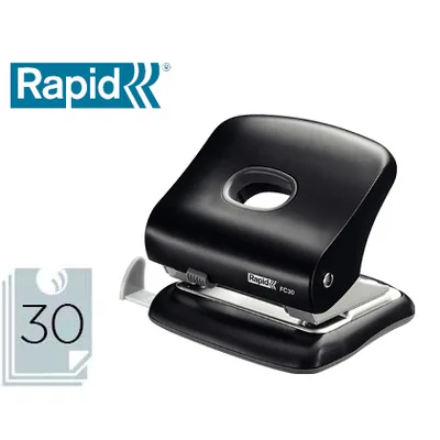RAPID Taladrador Rapid FC30 Plastico Color Negro Capacidad 30 Hojas