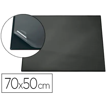 Vade Sobremesa Durable Negro con Tapa Transparente 70X50 CM
