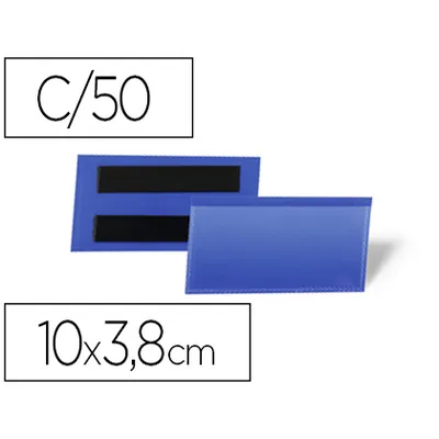 DURABLE Funda Durable Magnetica 100X38 MM Plastico Azul Ventana Transparente Pack de 50 Unidades