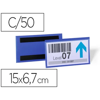 DURABLE Funda Durable Magnetica 150X67 MM Plastico Azul Ventana Transparente Pack de 50 Unidades