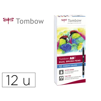 TOMBOW Rotulador Tombow Abt Dual Brush Acuarelable Doble Punta Fina/pincel Estuche de 12 Unidades Colores Primarios