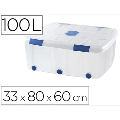 PLASTICFORTE Contenedor Plastico Plasticforte 100 Litros N 15 Transparente con Tapa 330X800X600 MM