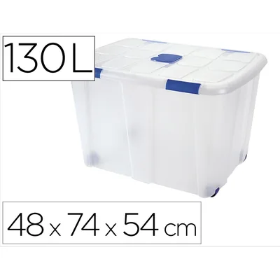 PLASTICFORTE Contenedor Plastico Plasticforte 130 Litros N 16 Transparente con Tapa 480X740X540 MM