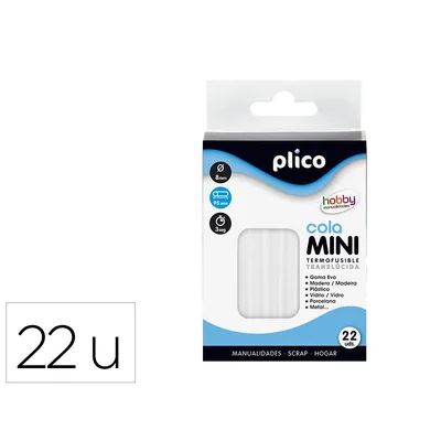 PLICO Barra Termofusible Plico Mini Translucida 8 MM de Diametro X 95 MM de Alto Blister de 22 Unidades