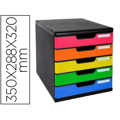 Fichero Cajones Sobremesa Exacompta Iderama Arlequin 5 Cajones Multicolores 350X288X320 MM