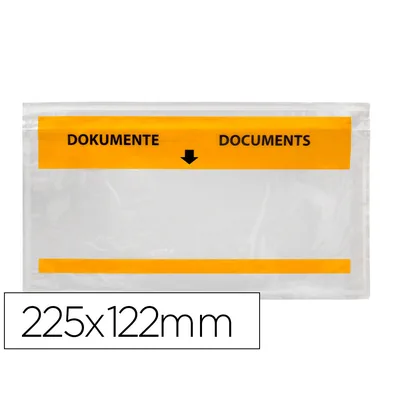 Q-CONNECT Sobre Autoadhesivo Q-Connect Portadocumentos Multilingue 225X122 MM Ventana Totalmente Transparente Paquete de 1000