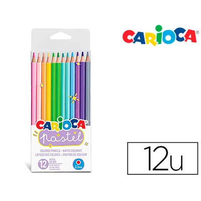 CARIOCA Lapices de Colores Carioca Pastel Blister de 12 Colores Surtidos