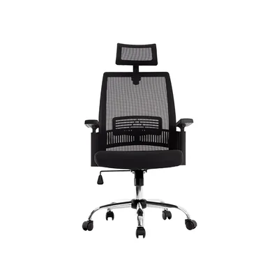 Q-CONNECT Silla de Direccion Q-Connect Ergonomica Base Metal Respaldo Alto con Reposacabeza Ajustable