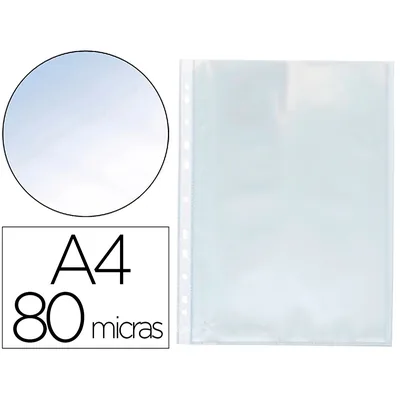 Q-CONNECT Funda Multitaladro Q-Connect DIN A4 80 Mc Cristal Caja de 1400 Unidades