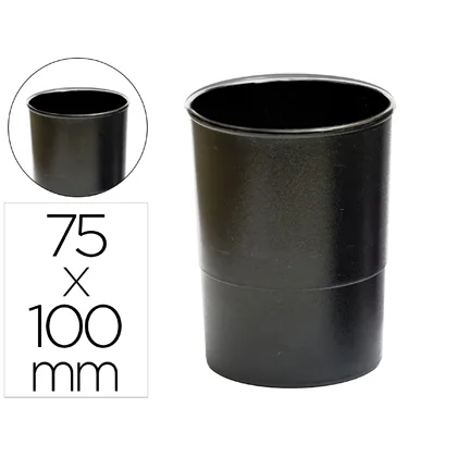 Cubilete Portalapices Q-Connect Negro Opaco Plastico 100% Reciclado Redondo Diametro 75 MM Alto 100 MM