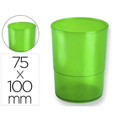 Cubilete Portalapices Q-Connect Verde Translucido Plastico Diametro 75 MM Alto 100 MM