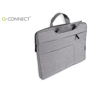 Q-CONNECT Funda para Portatil Q-Connect 15,6" con Asas Retractiles Cremallera 3 Bolsillos Exteriores Gris