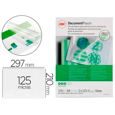 GBC Bolsa de Plastificar Gbc DIN A4 125 Mc Acabado Brillo Caja de 100 Unidades