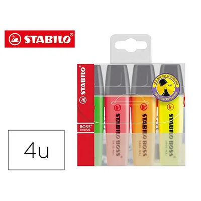 STABILO Rotulador Stabilo Boss Fluorescente 70 Estuche de 4 Unidades Colores Surtidos
