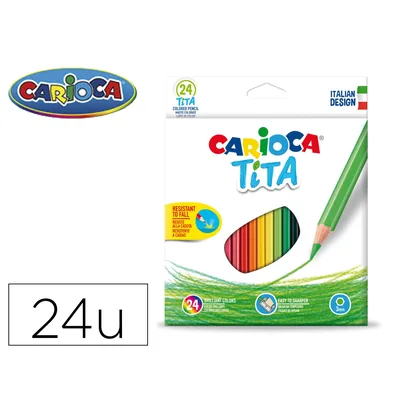 CARIOCA Lapices de Colores Carioca Tita Hexagonal Caja de 24 Unidades Colores Surtidos