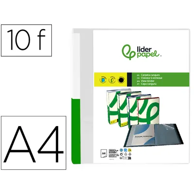 DAS Carpeta Liderpapel 10 Fundas Canguro Pp DIN A4 Transparenteportada y Lomo Personalizable