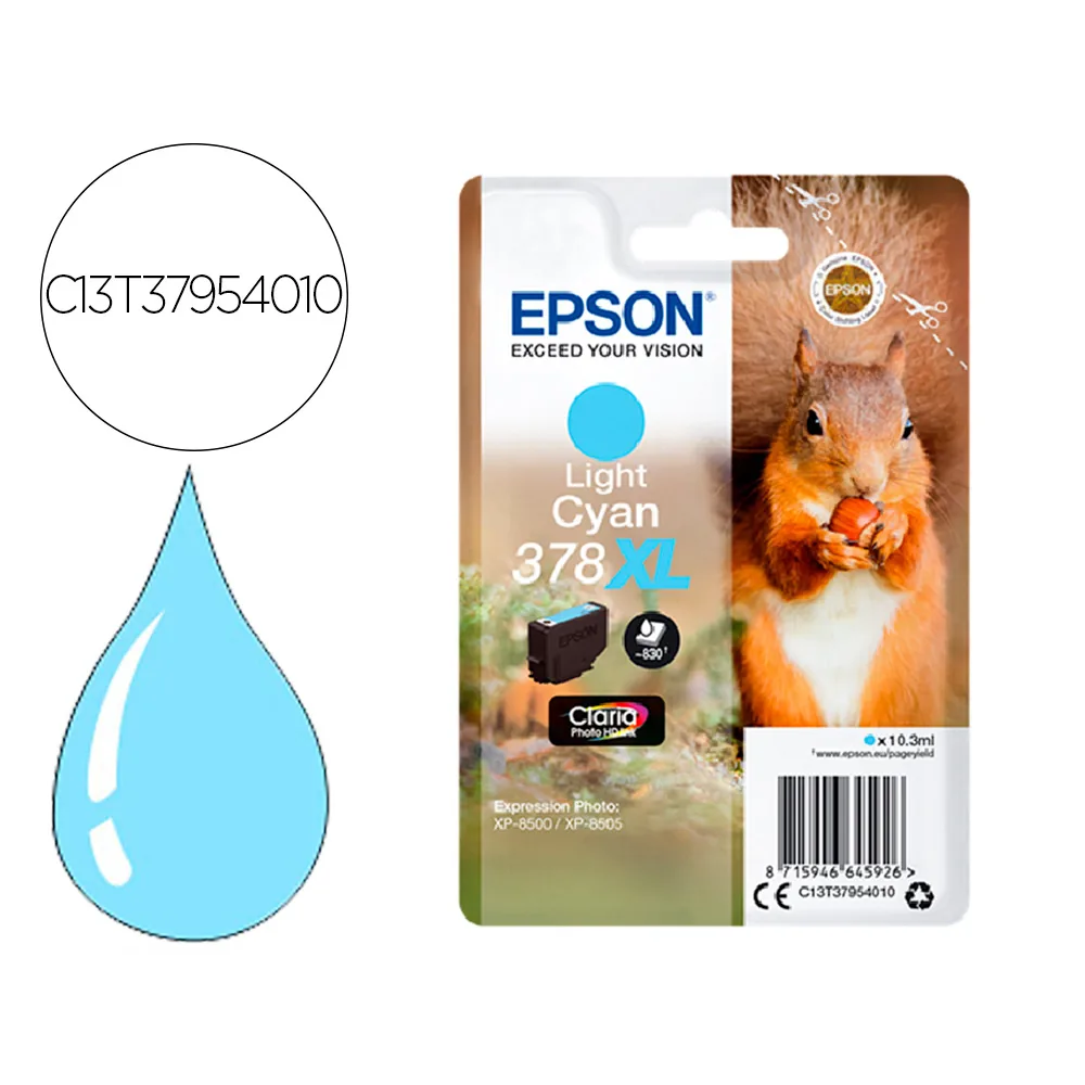 Ink-jet Epson 378 Xl Expression Home XP-8605 / 8606 / XP-15000 / XP-8500 / 8505 Cian Claro 830 Pag