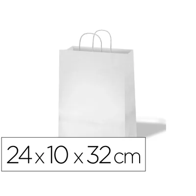 BLANCA Bolsa Kraft Basika Celulosa Blanco 90 GR Asa Retorcida Tamaño "s" 240X100X320 MM