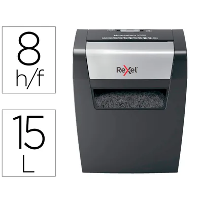 REXEL Destructora de Documentos Rexel Momentum X308 Capacidad de Corte 8 Hojas Destruye Grapas y Clips 15 Litros