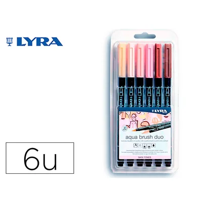 LYRA Rotulador Lyra Aqua Brush Acuarelable Doble Punta y Pincel Tonos Piel Blister de 6 Unidades Surtidas