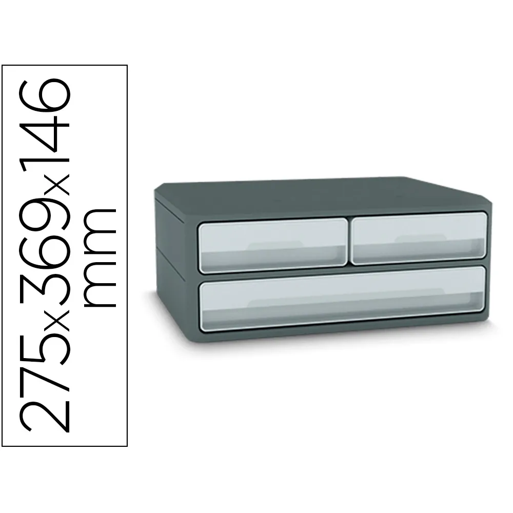 Fichero Cajones de Sobremesa Cep Moov Up Reciclado 80% 3 Cajones Color Gris 275X369X146 MM