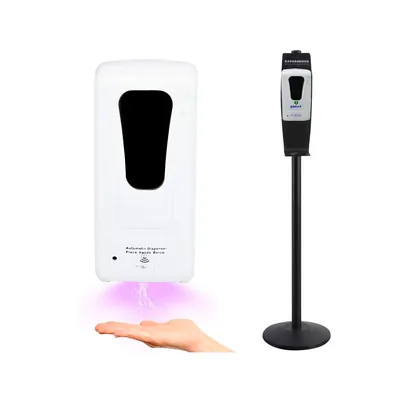 Q-CONNECT Dispensador para Gel y Jabon Q-Connect Automatico Sensor y Soporte Metalico 152 CM Alto 13X11,5X27 CM 1000 ML Blanco