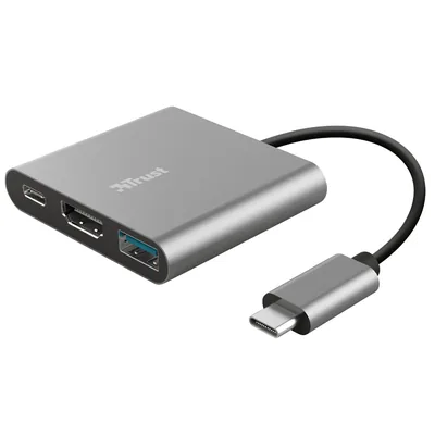 TRUST Adaptador Trust Dalyx 3 en 1 Multipuerto Usb-c / Usb-a Usb-c Hdmi 2.0 Color Aluminio