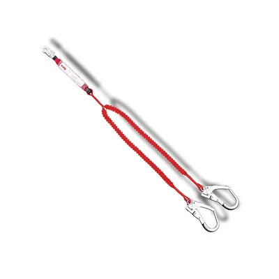 FARU Anticaidas Elastica Faru con Absorbedor de Energia Doble Cuerda Mosqueton Doble Gancho de Acero 50 MM