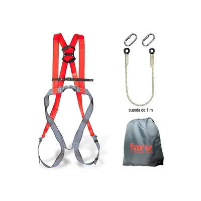 FARU Conjunto Anticaidas Faru Arnes P30F + Cuerda C170 + 2 Mosquetones Virola + Bolsa Porta Arnes