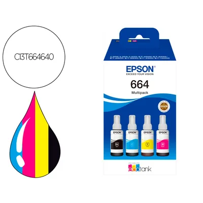 EPSON Ink-epson /664 4 Clr Multipack (bk / C / M / Y) Ecotank L300 / L355 / L555 / ET-2500 / ET-2550 / ET-2600 /