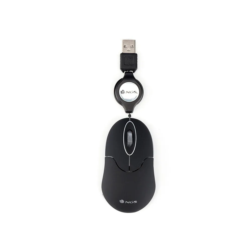 Raton Ngs Wired Sin 1000 Dpi Retractil 3 Botones Usb Color Negro