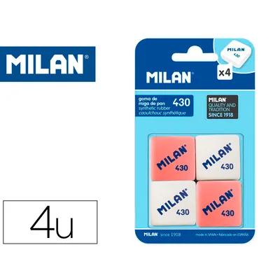 MILAN Goma de Borrar Milan 430 Blister de 4 Unidades