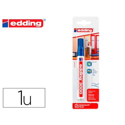 EDDING Rotulador Edding Marcador Permanente 3000 Azul n.3 Punta Redonda 1,5-3 MM Blister de 1 Unidad